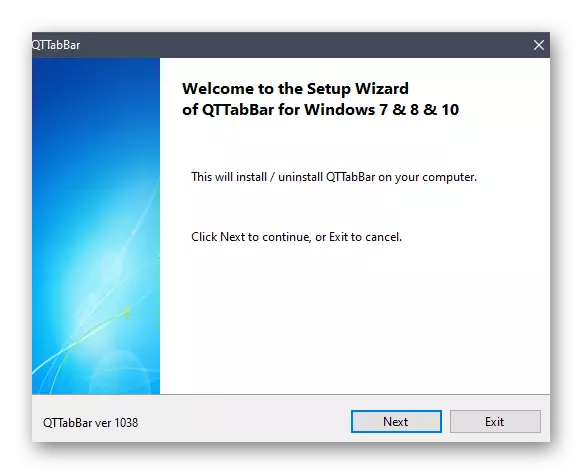 Menginstal utilitas Qttabbar di Windows 10 setelah mengunduh dari situs resmi