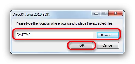 Odabir mape za raspakiranje DirectX lipnja 2010 SDK za rješavanje problema s DXGI