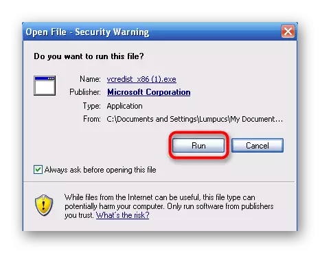 Konfirmasikan peluncuran file Visual C ++ yang dapat dieksekusi saat memperbaiki masalah dengan bcrypt.dll di Windows XP