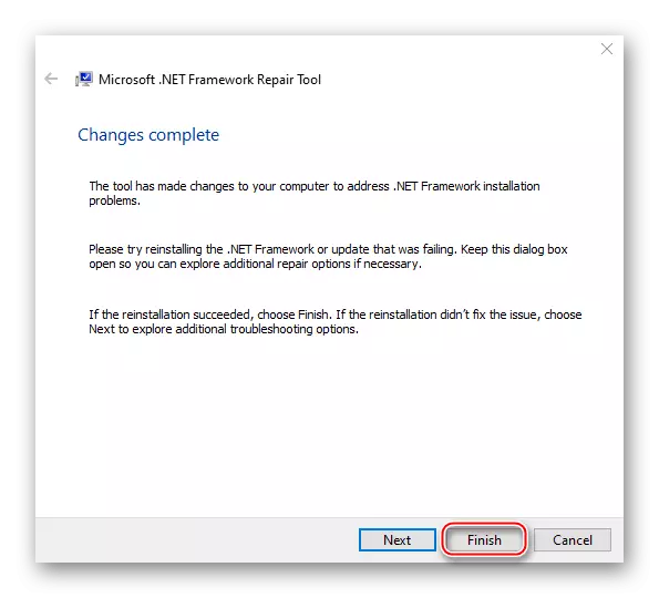 Windows 10에서 Net Framework를 제거하기 위해 Net Framework 복구 도구 사용을 완료하십시오.