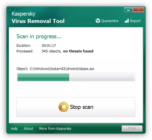 Utilitas anti-virus kanggo perawatan alat mbusak virus Kaspersky
