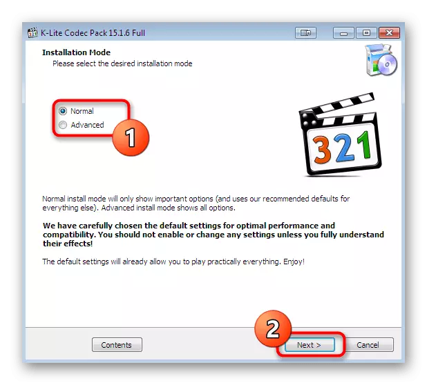 Windows 7 LIBVLC.DLL kodeklər qəbulu üçün variantları seçilməsi