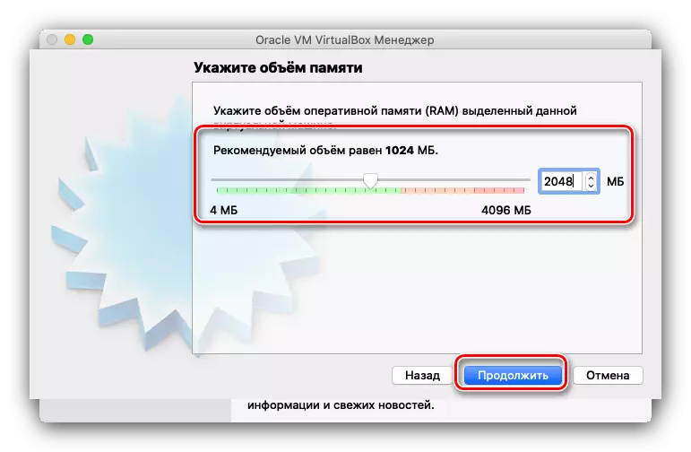 Počet pamäte RAM na inštaláciu systému Windows 10 na inštaláciu na MacOS cez VirtualBox
