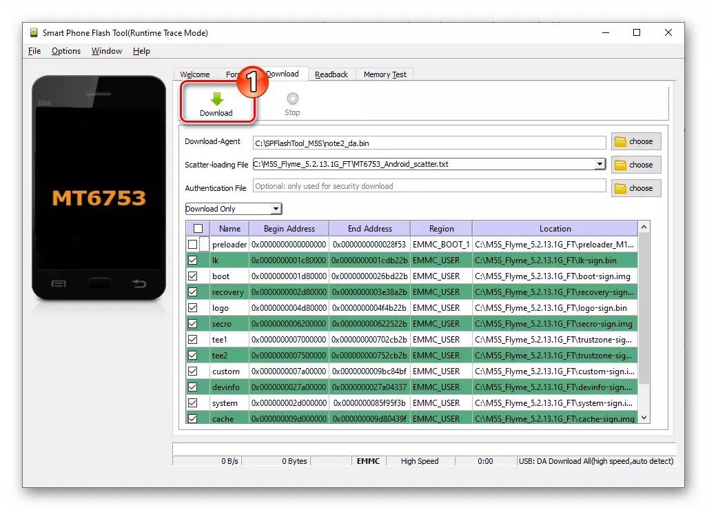 Meizu M5S SP alat Flash Alat Wiwitan perangkat kukuh piranti tanpa precader ing Download Mode Mung