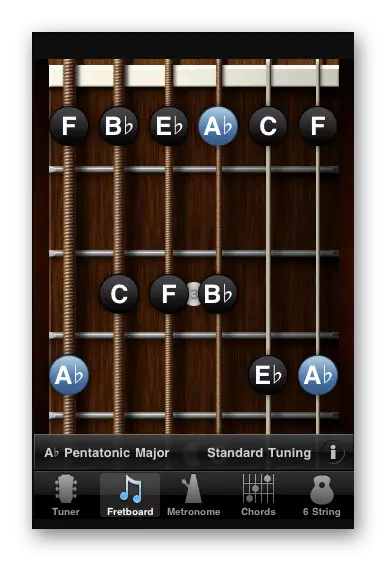 Interfaccia dell'applicazione GuitarToolkit su iPhone