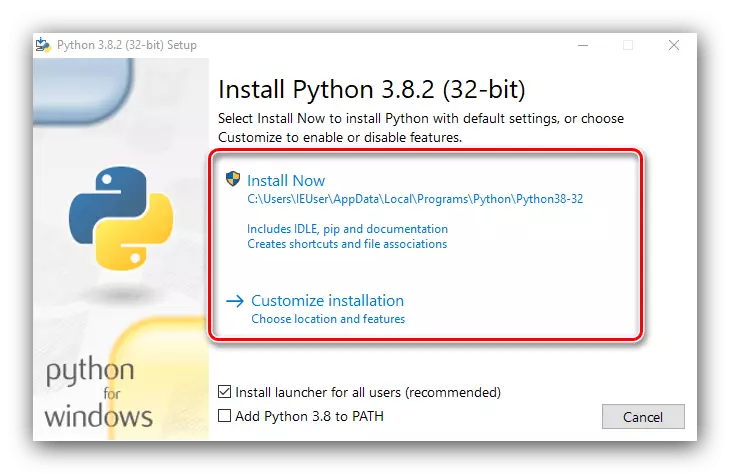 Types d'installation Python manuellement dans Windows 10