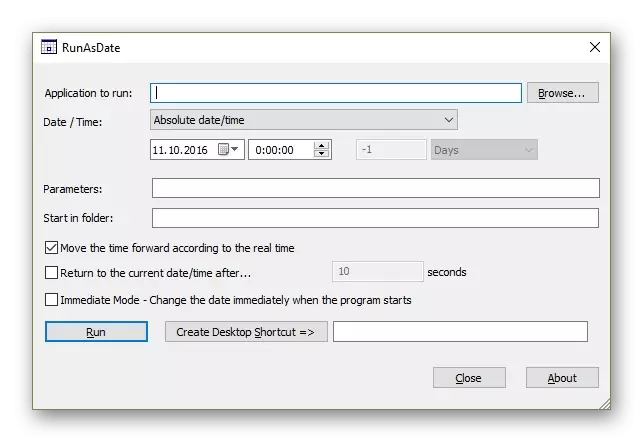 RunasDate programmas izmantošana, lai mainītu faila izveides datumu