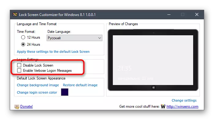 Parameter tambahan pikeun ngarobah jandela anu belatan saing dina program anu sustus konci konci dina Windows 10