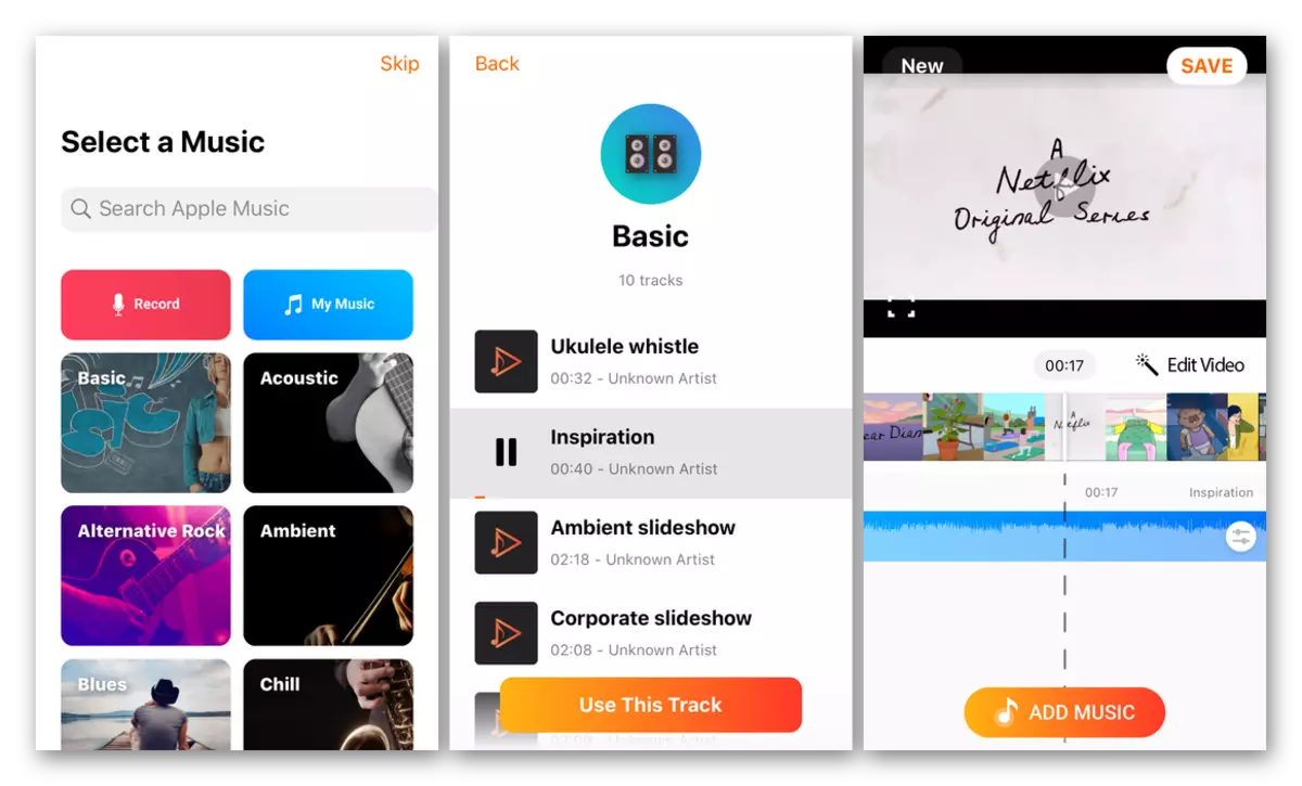 Aplikacija za glazbenu aplikaciju na iPhone Dodaj glazbu na video uređivač