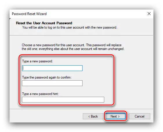 Windows 10 암호 복구 디스크를 사용하도록 새 데이터 입력