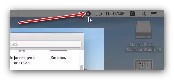 Pagtatapos ng screen recording sa MacOS sa pamamagitan ng screen shot.