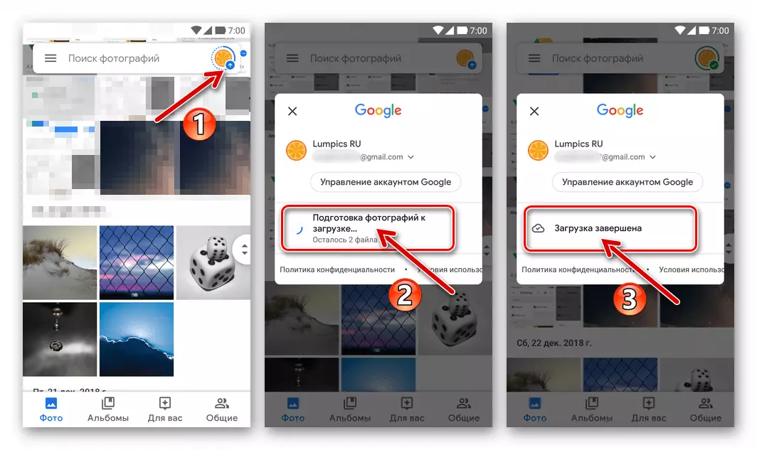 Google Foto para Android O processo de descarga automática de imagens do dispositivo para a nuvem