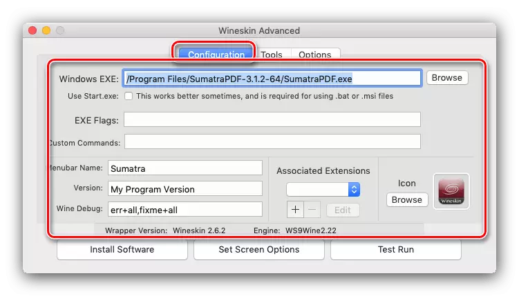 MacOS-en erabiltzeko Wineskin aplikazioaren konfigurazio aurreratua