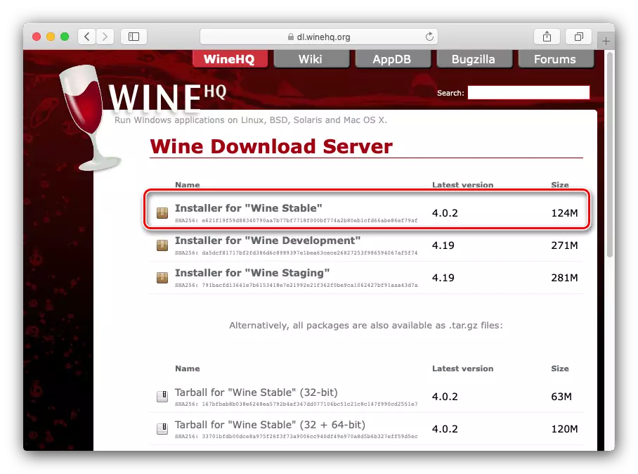 Laster en stabil frigjøring av vin for å åpne EXE-filene i MacOS