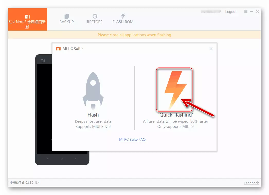 Xiaomi redmi Σημείωση 3 Pro Firmware στη λειτουργία Quick Flashing μέσω Mi Βοηθός