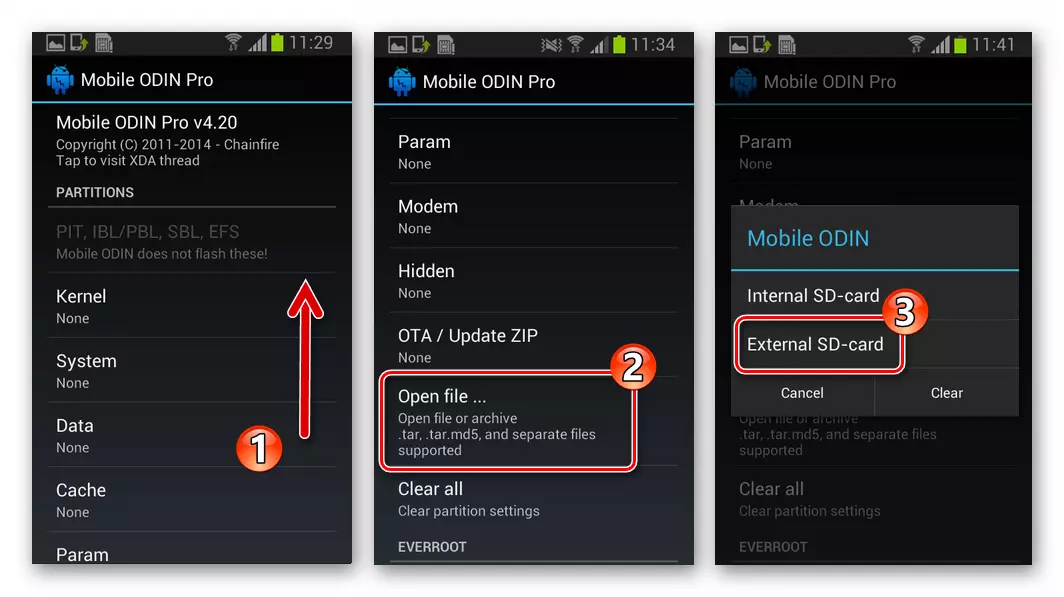 Samsung Galaxy S 2 GT-I9100 Mobile Odin Otevřít soubor Otevřený soubor, zvolte firmware média