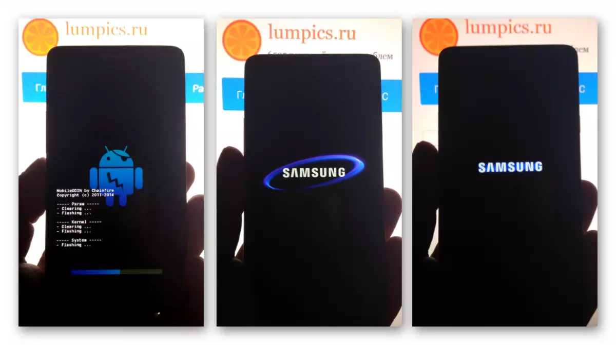 Samsung Galaxy S 2 GT-i9100 Odin Mobile Firmware Tres ficheiros, en execución