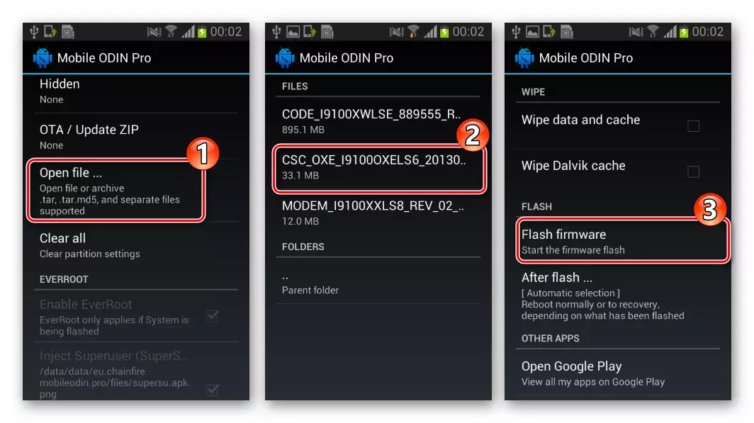 Samsung Galaxy S 2 GT-i9100 Mobile Odin เฟิร์มแวร์พารามิเตอร์ภูมิภาค - CSC