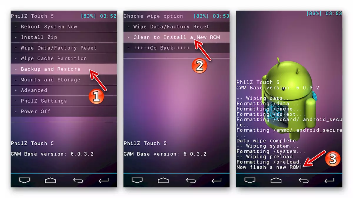 Samsung Galaxy S 2 GT-I9100 CyanogenMod Backup kaj formatado sekcioj en Philz Touch Recovery