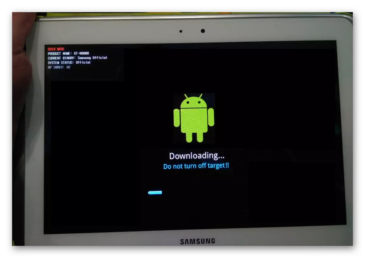 Samsung Galaxy Note 10.1 N8000 ODIN Firmware-Fortschritt auf dem Bildschirm
