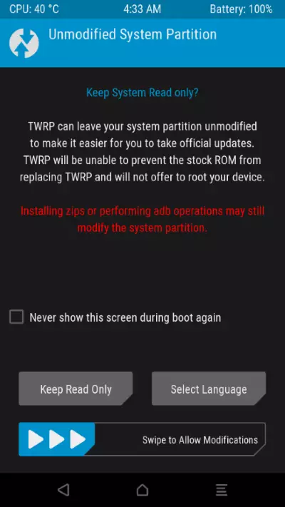 Xiaomi redmi 4 pastaba pirmą kartą paleisti twrp
