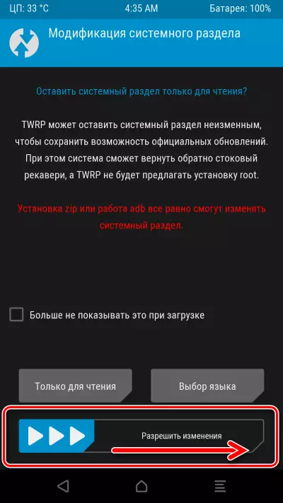 Xiaomi Redmi Nota 4 TWRP verander die stelsel partisie