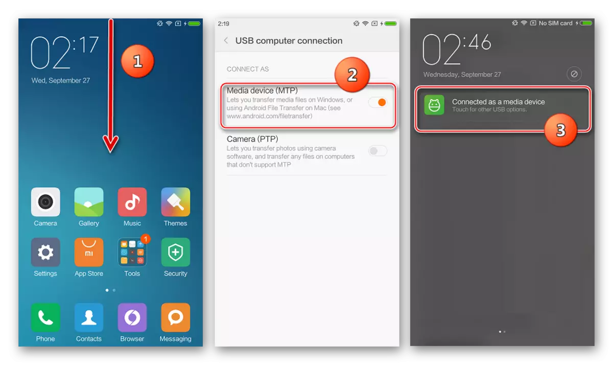 Xiaomi Mi4c fitxategiak transferitzeko MTP modua gaitzen