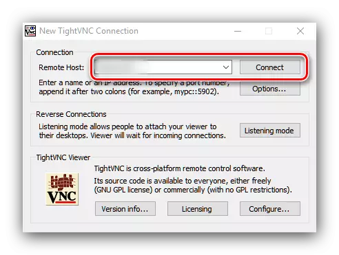 Avvia una connessione remota con un altro computer di TightVnc
