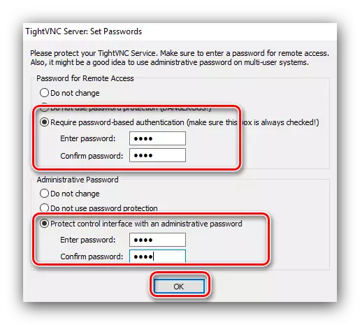 Nastavte heslá v procese inštalácie THIMTHVNC na diaľku sa pripojte k inému počítaču.