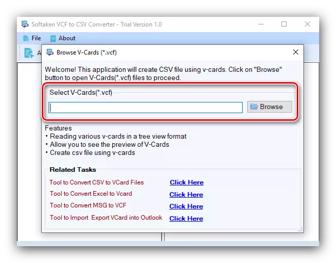 Početak otvaranja datoteke u Softaken VCF u CSV Converter Za pretvaranje VCF u CSV