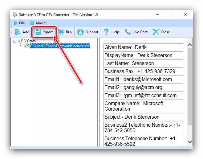 File Export Start во Softaken VCF кон CSV конвертор за VCF конверзија во CSV