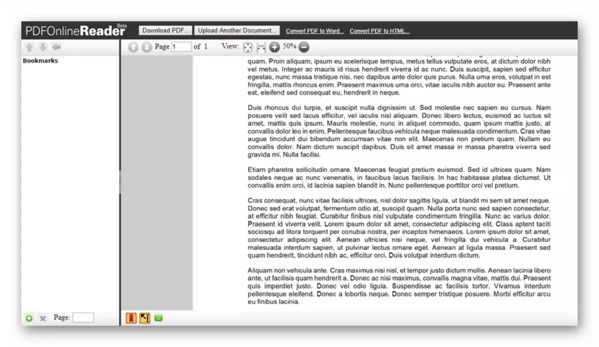 PDF dokumentum nézete oldal az online szolgáltatás PDF Online Reader