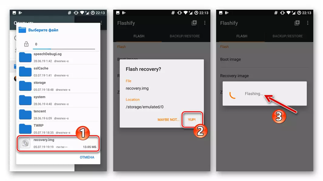 Meizu MX4 Firmware Factory Recovery in the device using the Flashify application
