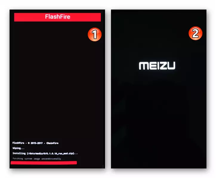 عملية تثبيت البرامج الثابتة MEIZU MX4 في الجهاز من خلال تطبيق FlashFire