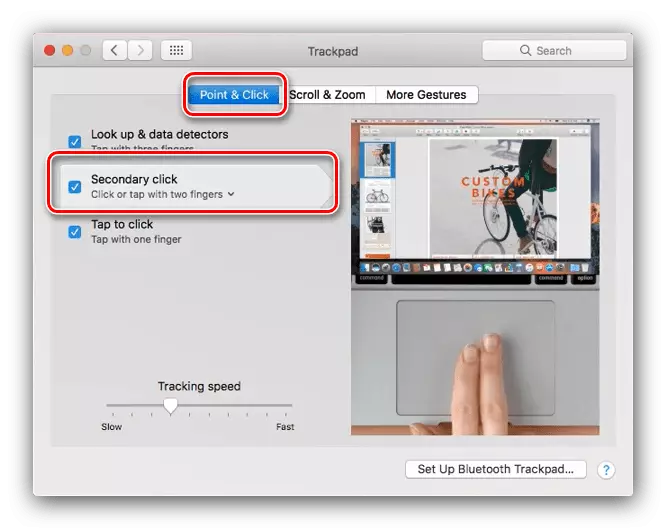 Definir o painel de toque MacBook para ligar gestos Tapad