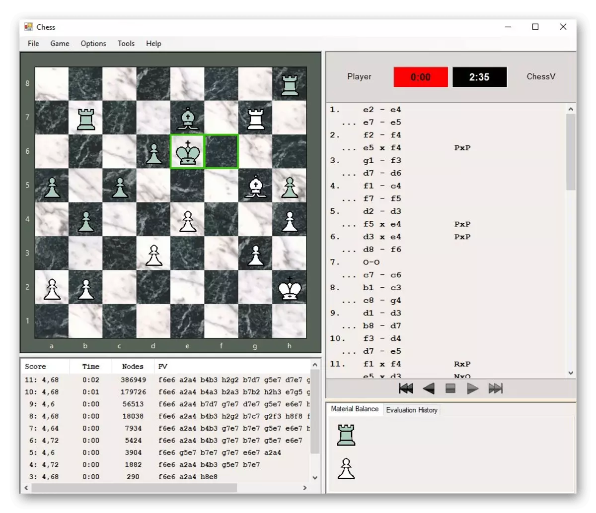 Δράση της μηχανής σκακιού λέιζερ κατά την ανάλυση των κομμάτων