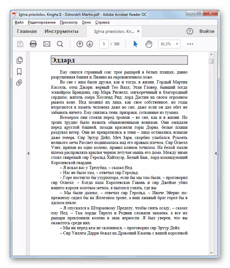 Oboletja PDF format je odprt v programu Adobe Acrobat Reader