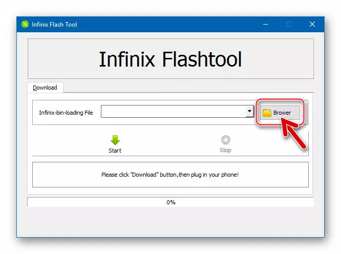 Lenovo IdeAphone A328 Infinix Flash Tool Brower-butonon por elŝuti disĵetilon al la programo