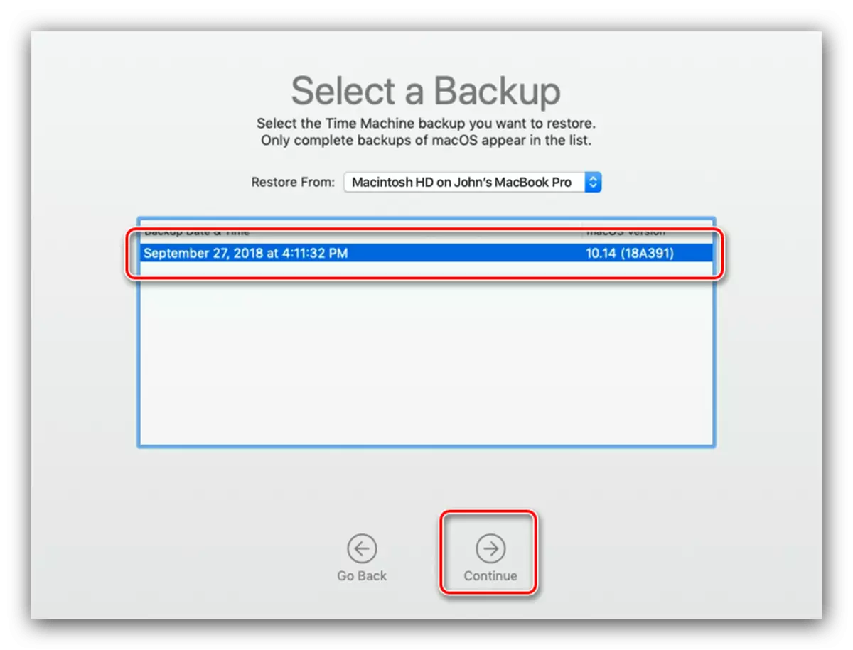 Korištenje sigurnosne kopije za vraćanje MacBook s vremena na vrijeme