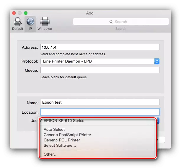 Agħżel Protokoll tal-Printer Netwerk biex tqabbad ma 'MacBook