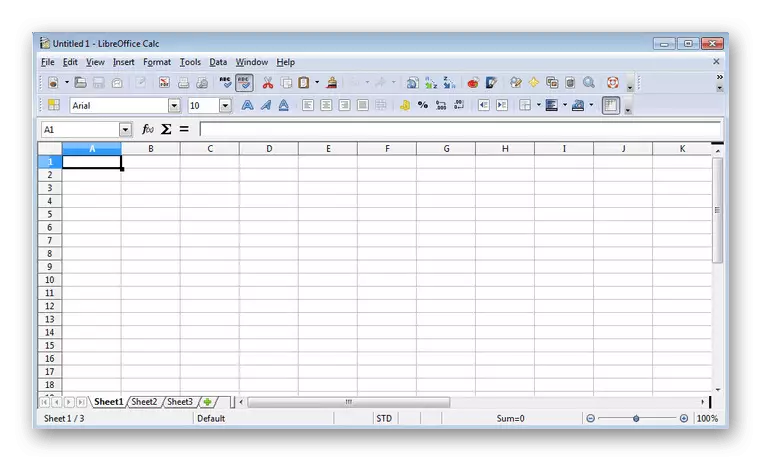 Interface LibreOffice Calc.