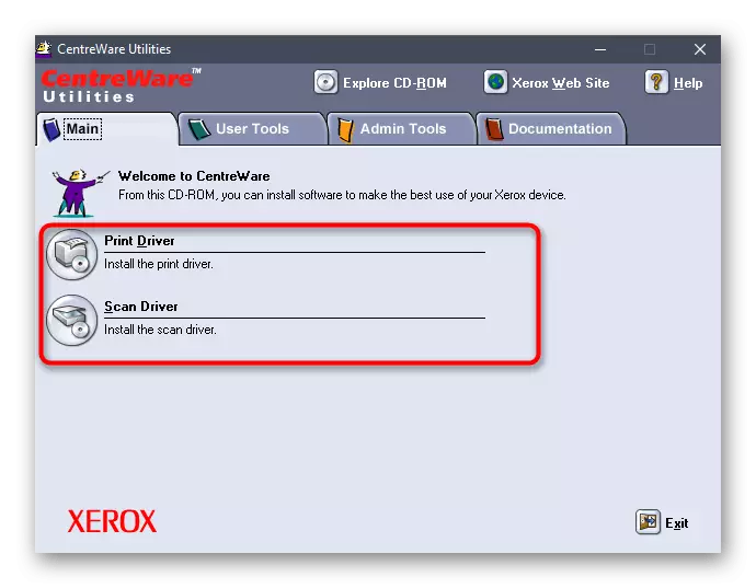 Välja typ av drivrutin för installation av Xerox WorkCentre 5020