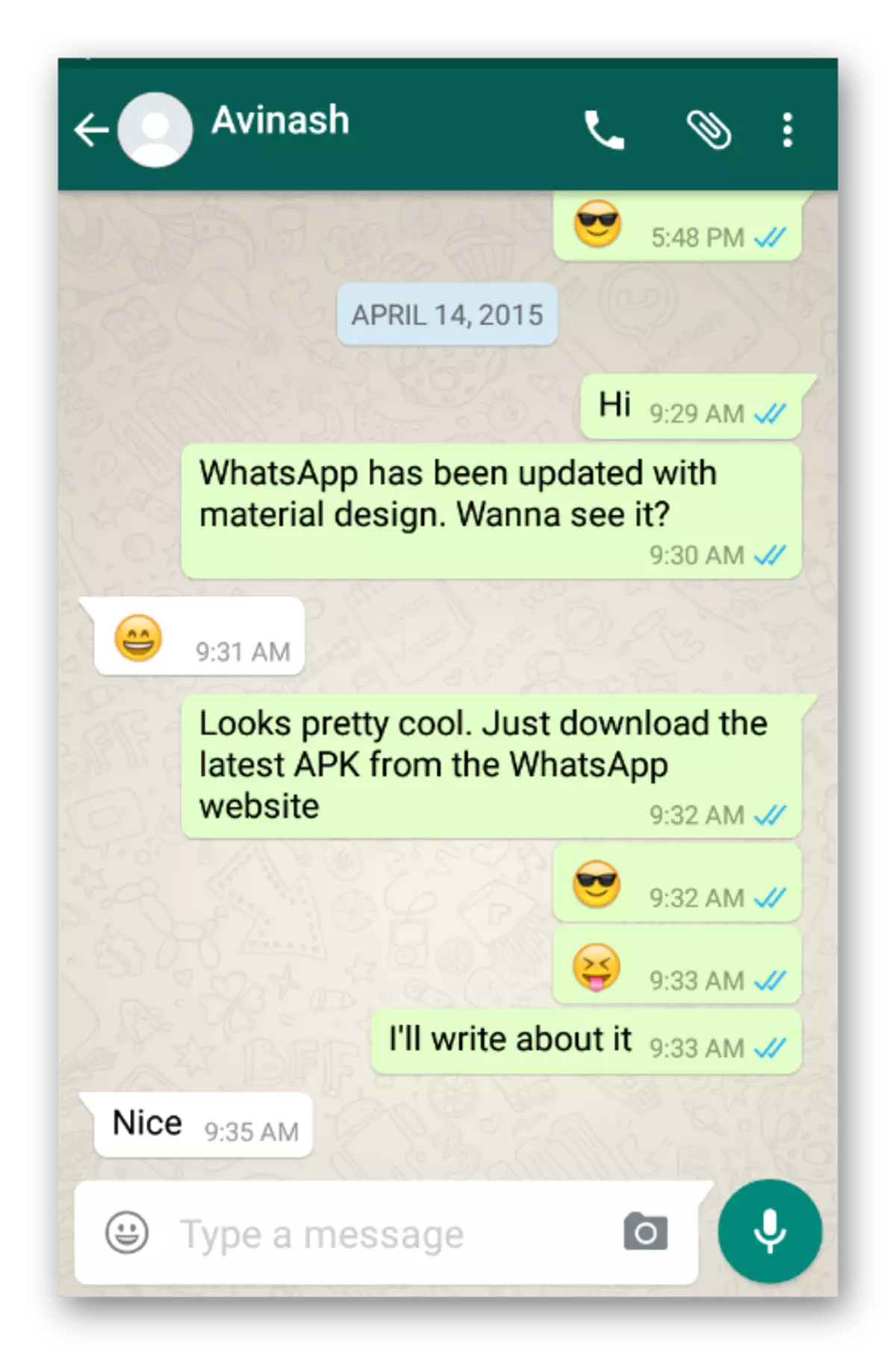 Chat in Whatsapp