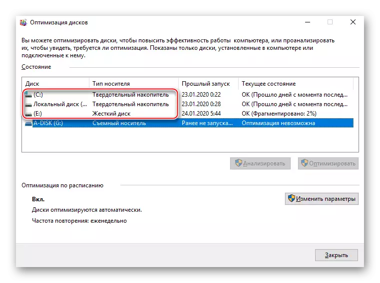 View Drive Informatioun an der Kontrollpanel-Element Defragmentéierung an Optimiséierung vun Äre Schëllen an Windows