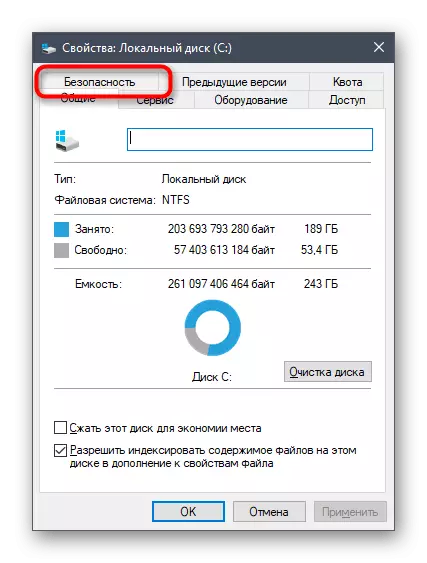 Ir a la sección de seguridad del disco para configurar el acceso en Windows 10