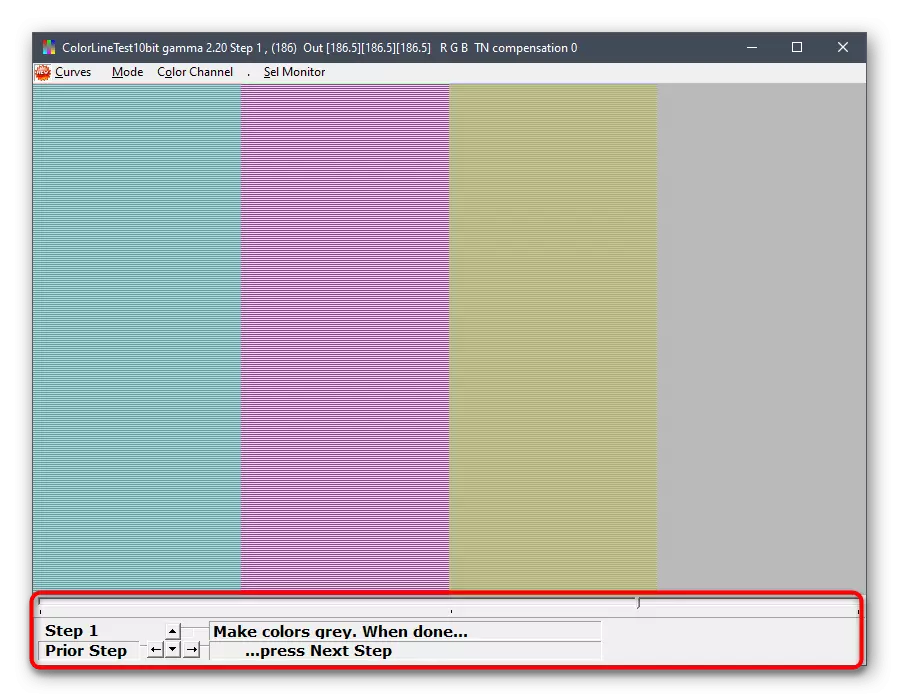 Configurarea manuală a culorilor monitorului afișează prin programul CLTEST în Windows 10