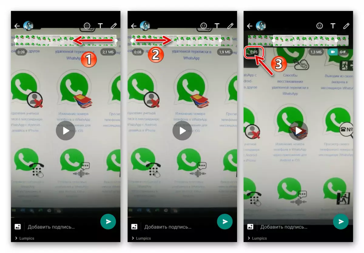 WhatsApp por Android Trimming Video por konverti GIF