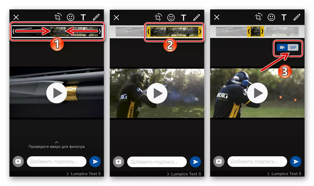 WhatsApp para iOS Fragmento de recorte de vídeo para crear medios GIF de Messenger