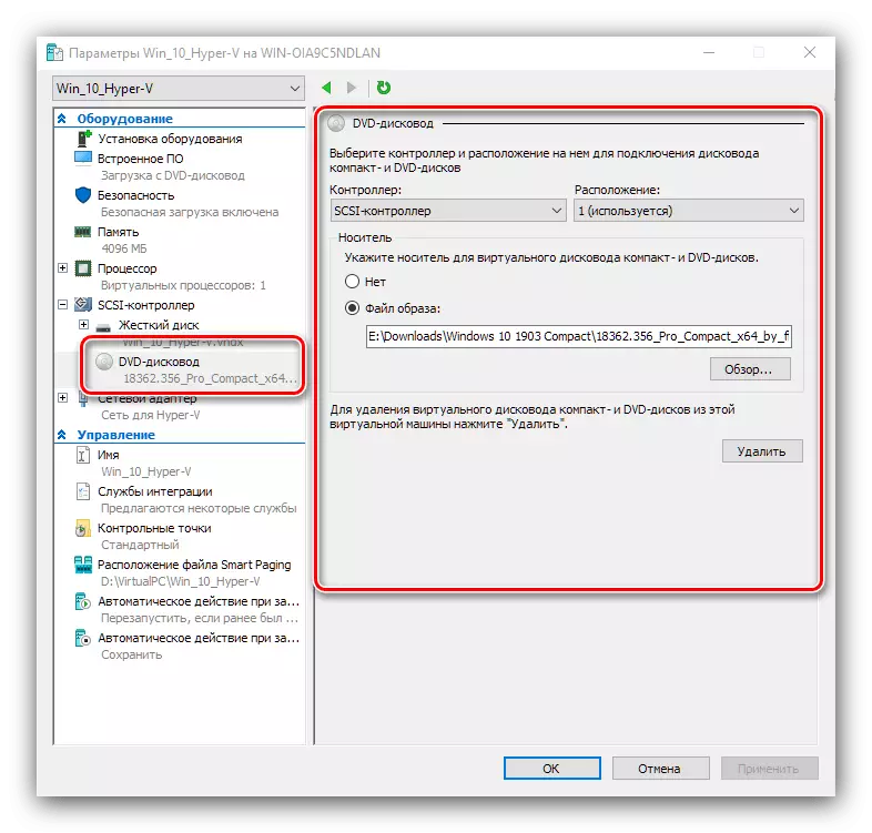Kontrola přítomnosti obrazu pro instalaci OS na virtuálním počítači Hyper-V v systému Windows 10