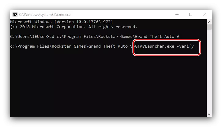 Windows 10 တွင် GTA v စတင်ခြင်းဖြင့်ပြ problems နာများကိုဖြေရှင်းရန် command line မှတစ်ဆင့်ဖိုင်များ၏သမာဓိကိုမှတ်တမ်းတင်ခြင်း